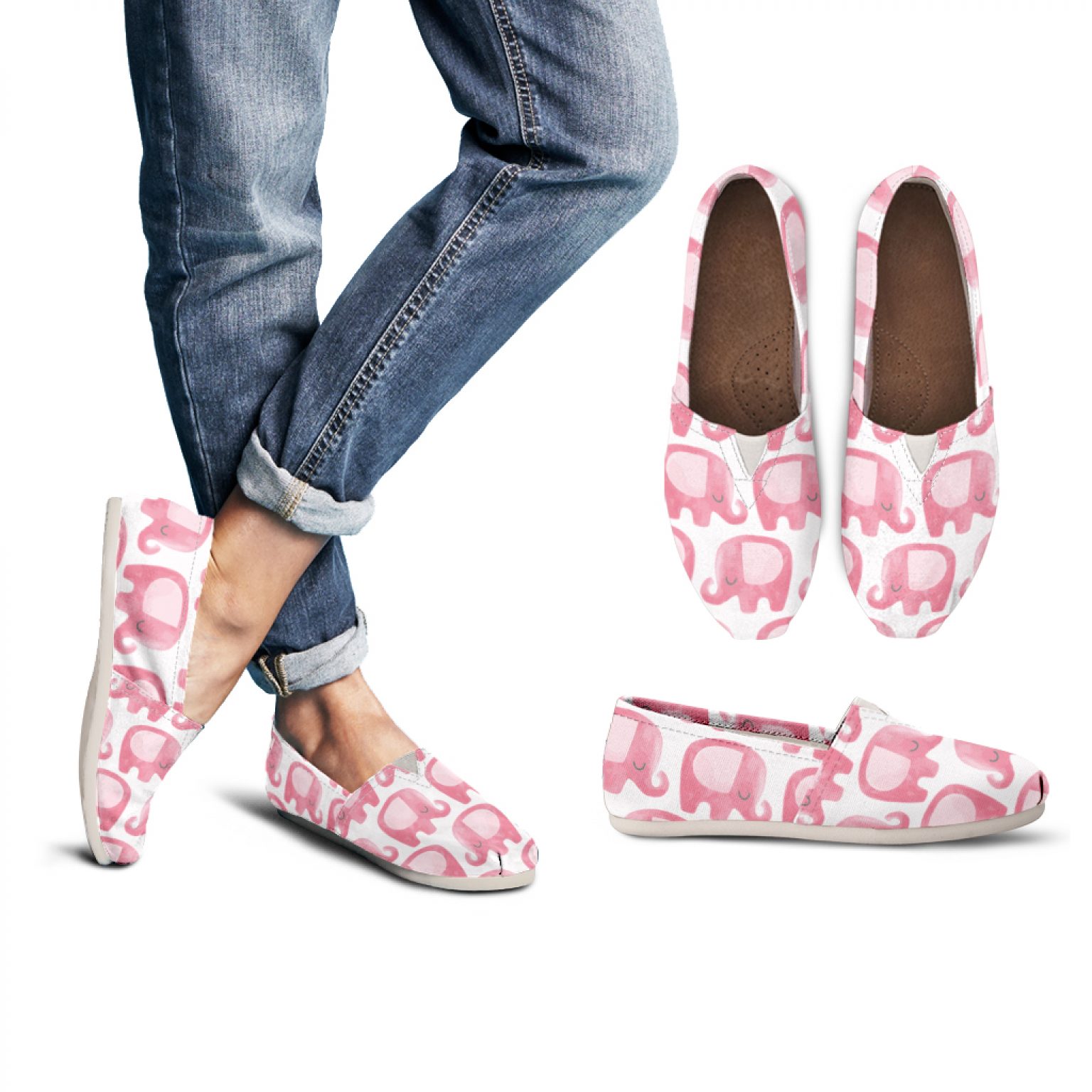 Pink Elephant Shoes Custom Canvas Sneakers For Kids & Adults