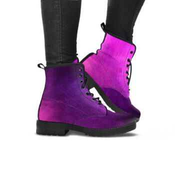 Pink Purple Fashion Boots | Vegan Leather Lace Up Printed Boots For Women