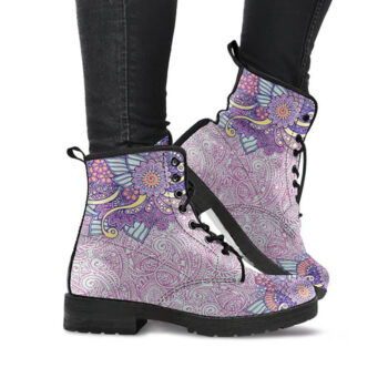 Abstrcat Floral Boots | Vegan Leather Lace Up Printed Boots For Women