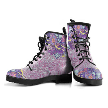 Abstrcat Floral Boots | Vegan Leather Lace Up Printed Boots For Women
