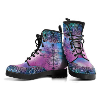 Pink Purple Boots | Vegan Leather Lace Up Printed Boots For Women