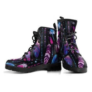 Boho Feathers Boots | Vegan Leather Lace Up Printed Boots For Women