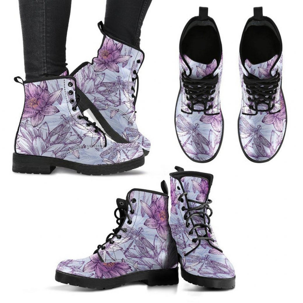 Floral Print Boots | Vegan Leather Lace Up Printed Boots For Women