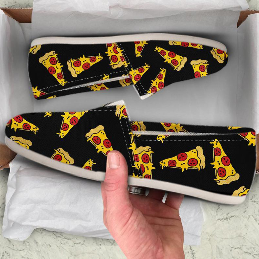 Black Pizza Shoes | Custom Canvas Sneakers For Kids & Adults