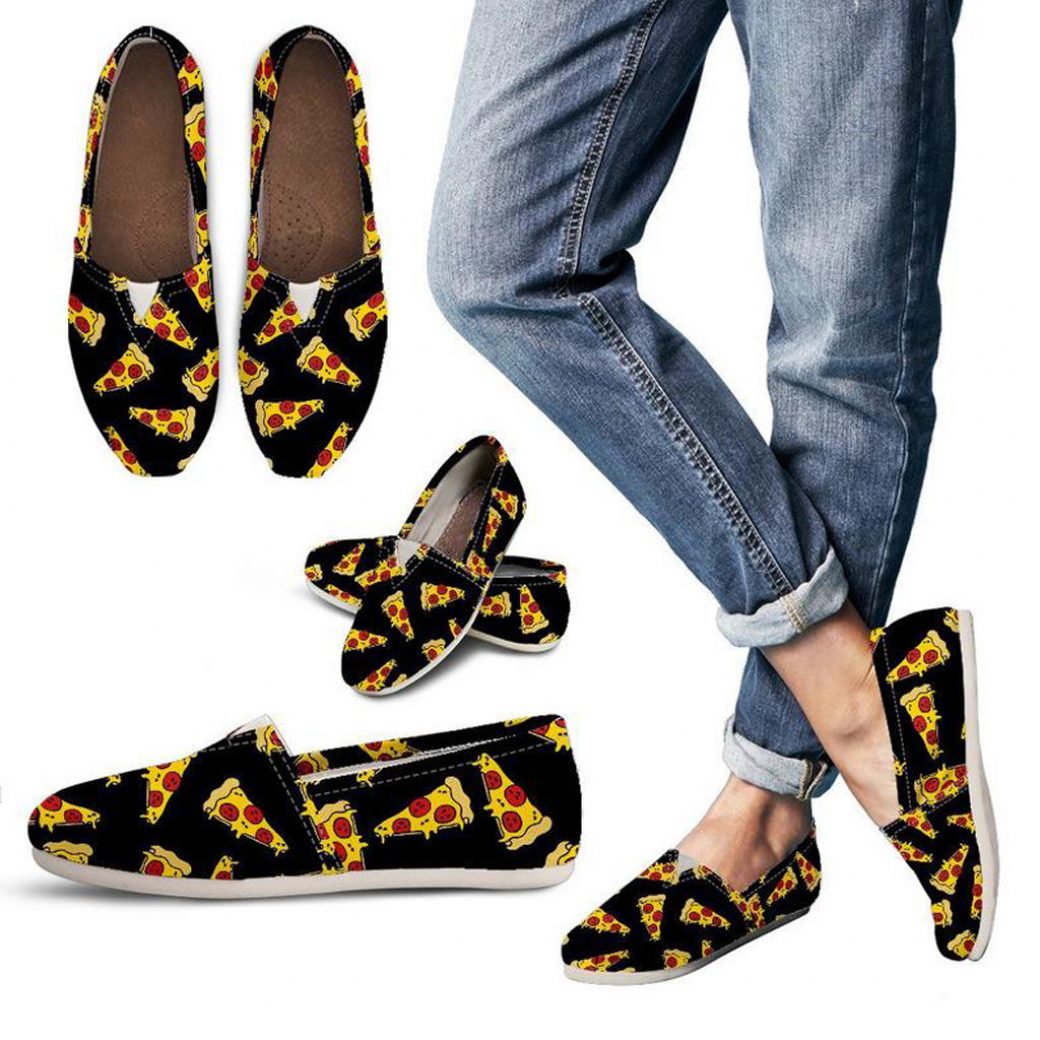 Black Pizza Shoes | Custom Canvas Sneakers For Kids & Adults