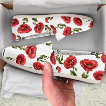 Poppy Flower Shoes | Custom Canvas Sneakers For Kids & Adults