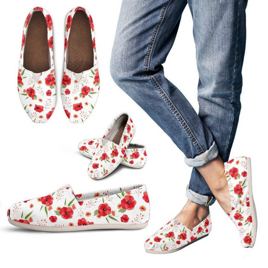 Red Poppy Shoes | Custom Canvas Sneakers For Kids & Adults
