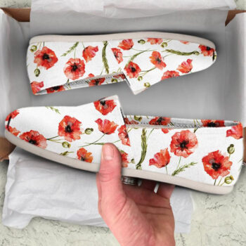 Floral Poppy Shoes | Custom Canvas Sneakers For Kids & Adults