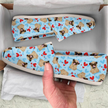 Cute Pug Shoes | Custom Canvas Sneakers For Kids & Adults