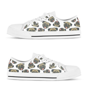 Mens Pug Puppy Shoes | Custom Low Tops Sneakers For Kids & Adults