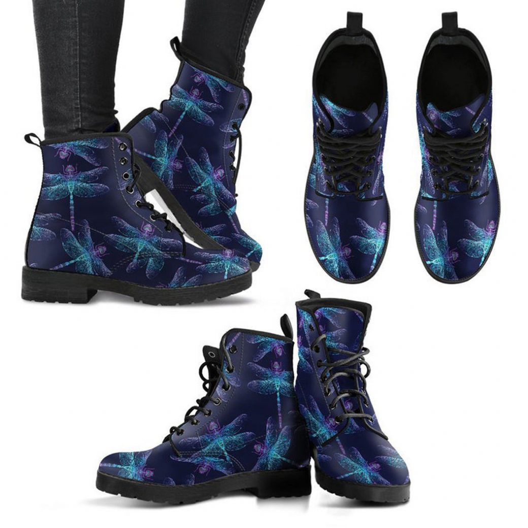 Womens Dragonfly Boots | Vegan Leather Lace Up Printed Boots For Women