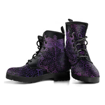 Dragonfly Mandala Boots | Vegan Leather Lace Up Printed Boots For Women