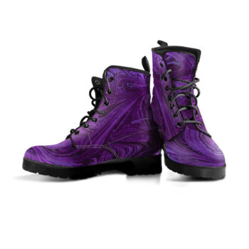 Purple Swirls Boots | Vegan Leather Lace Up Printed Boots For Women