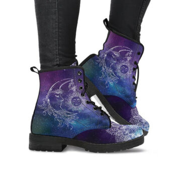 Sun Moon Boots | Vegan Leather Lace Up Printed Boots For Women
