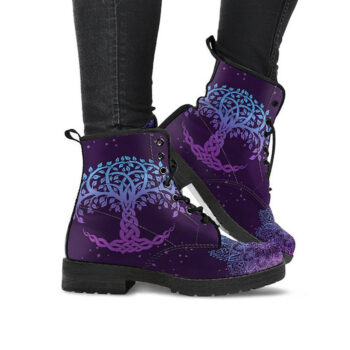 Tree of Life Mandala Boots | Vegan Leather Lace Up Printed Boots For Women