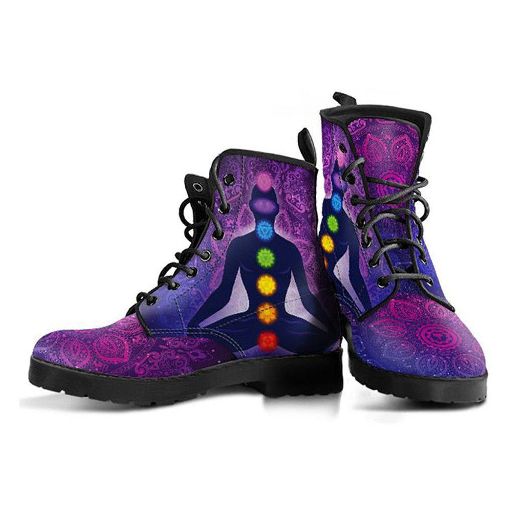Purple Zen Boots | Vegan Leather Lace Up Printed Boots For Women