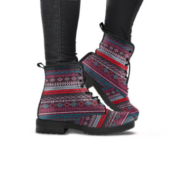 Boho Aztec Boots | Vegan Leather Lace Up Printed Boots For Women