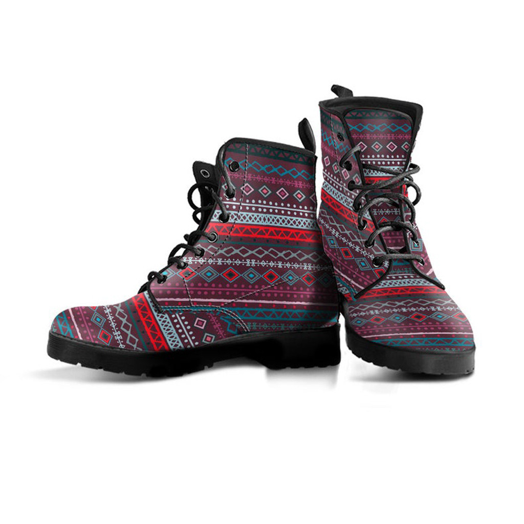 Boho Aztec Boots | Vegan Leather Lace Up Printed Boots For Women