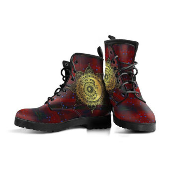 Golden Sun Boots | Vegan Leather Lace Up Printed Boots For Women