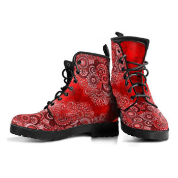 Handmade Mandala Boots | Vegan Leather Lace Up Printed Boots For Women