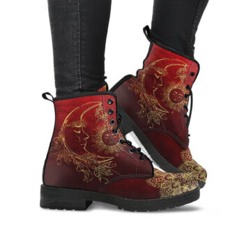 Red Moon Boots | Vegan Leather Lace Up Printed Boots For Women