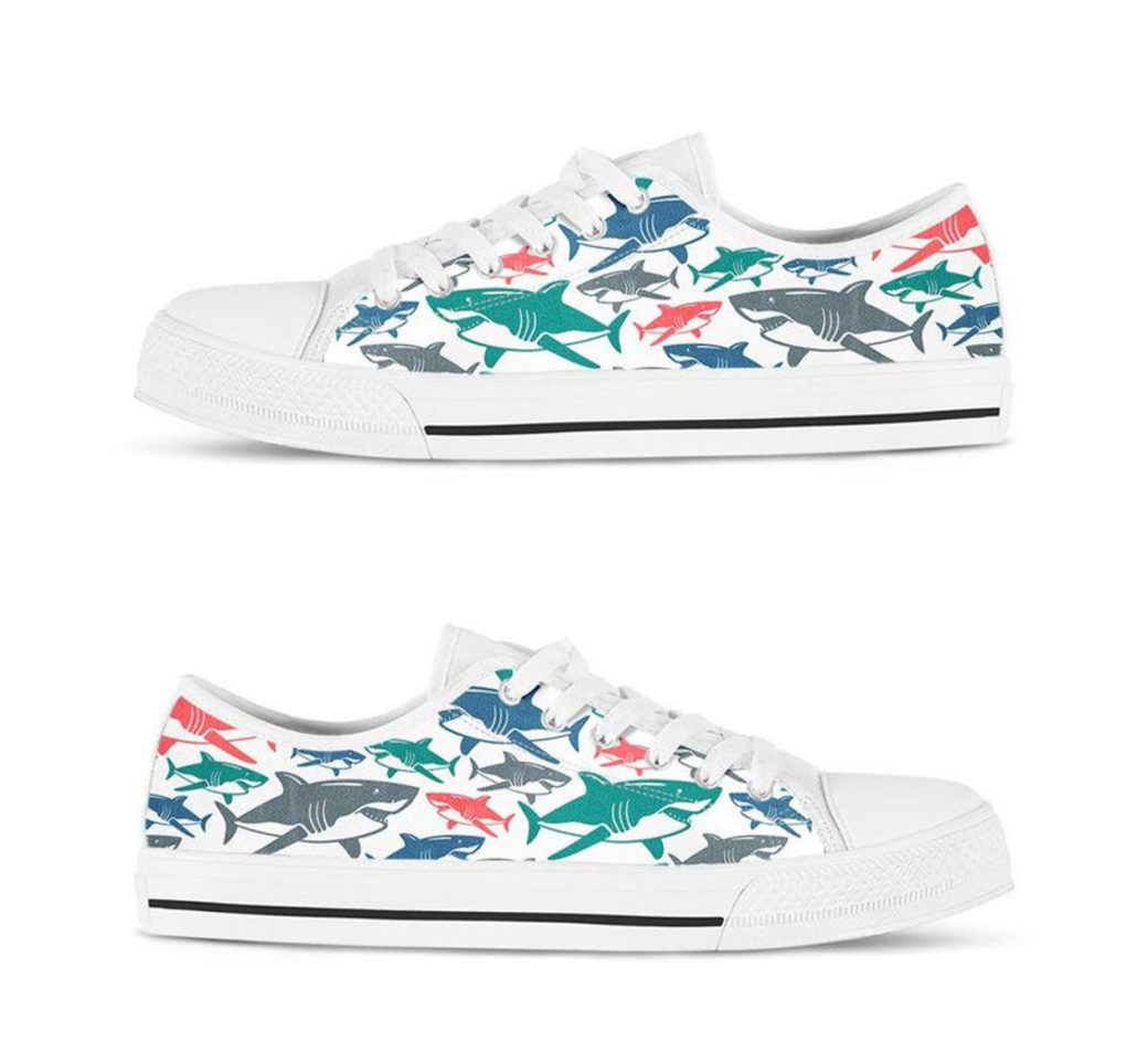Colorful Shark Shoes | Custom Low Tops Sneakers For Kids & Adults