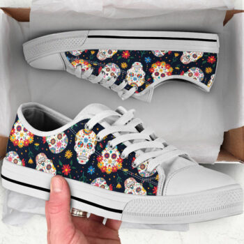 Black Skull Shoes | Custom Low Tops Sneakers For Kids & Adults
