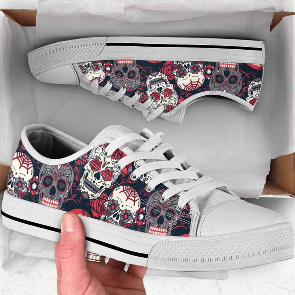 Sugar Skull Shoes | Custom Low Tops Sneakers For Kids & Adults