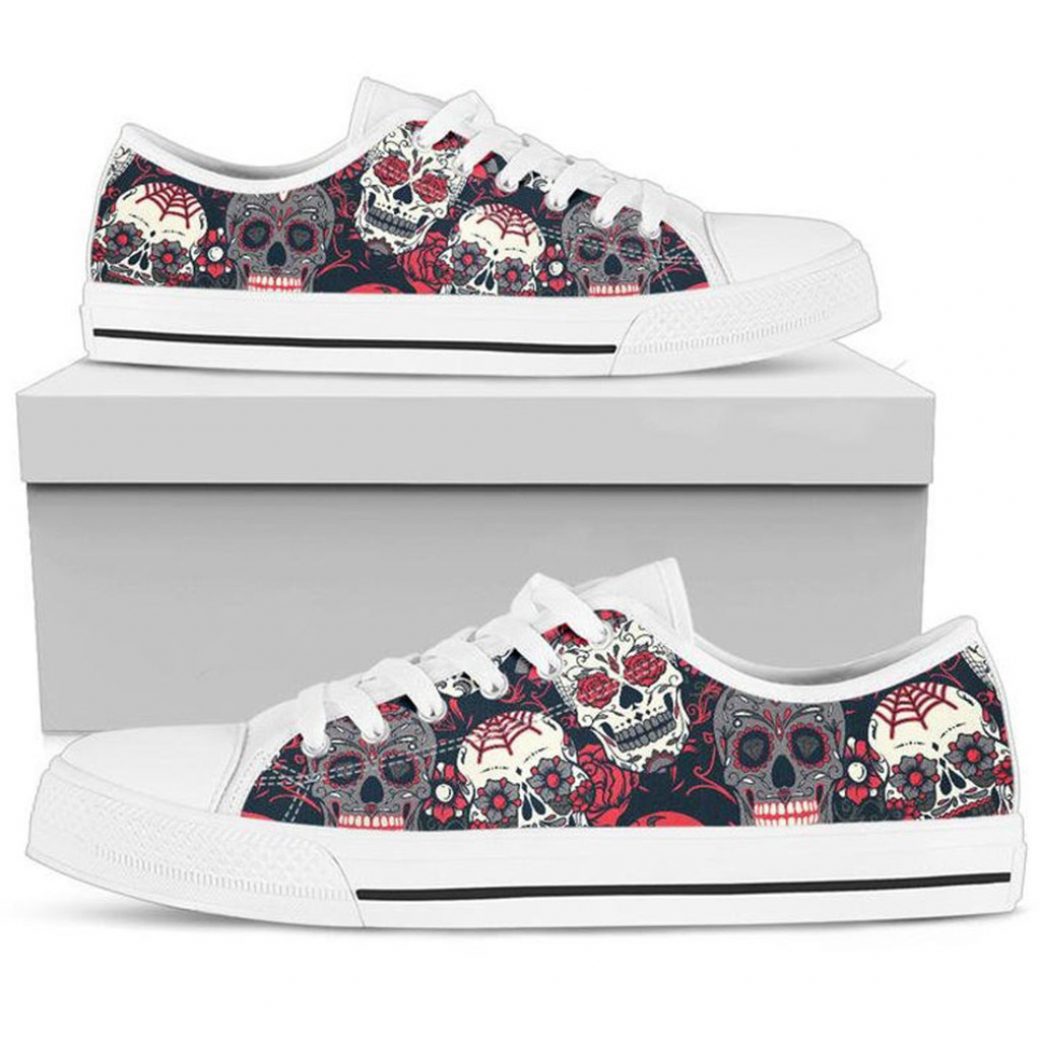 Sugar Skull Shoes | Custom Low Tops Sneakers For Kids & Adults