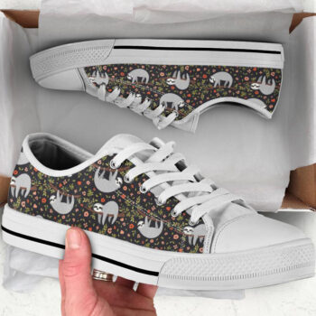 Funny Sloth Shoes | Custom Low Tops Sneakers For Kids & Adults