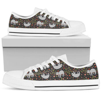 Funny Sloth Shoes | Custom Low Tops Sneakers For Kids & Adults