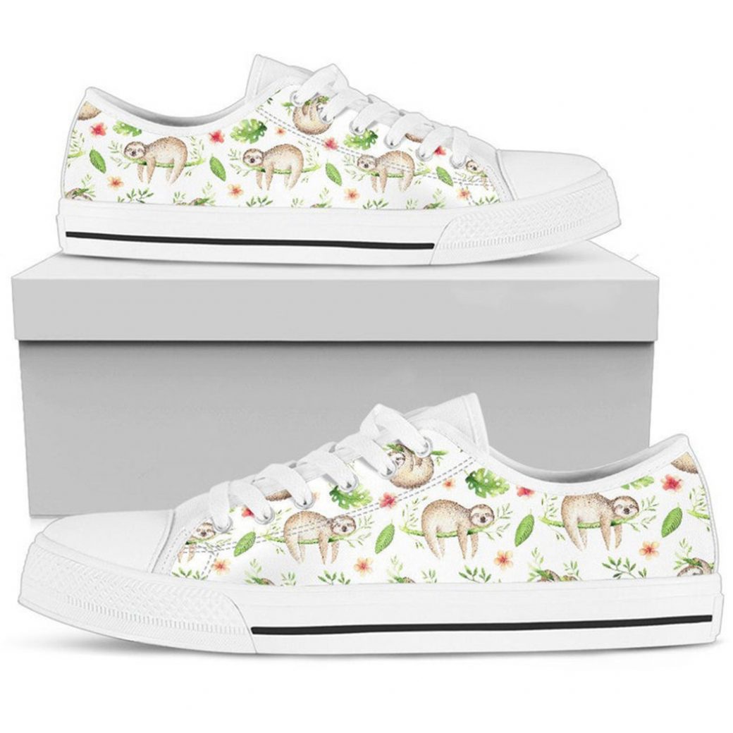 Lazy Animal Sloth Shoes | Custom Low Tops Sneakers For Kids & Adults