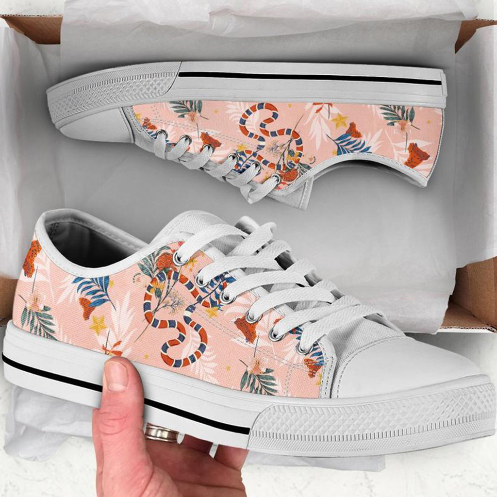 Snake Printed Shoes | Custom Low Tops Sneakers For Kids & Adults