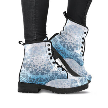 Snowflake Mandala Boots | Vegan Leather Lace Up Printed Boots For Women