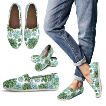 Green Succulent Shoes | Custom Canvas Sneakers For Kids & Adults