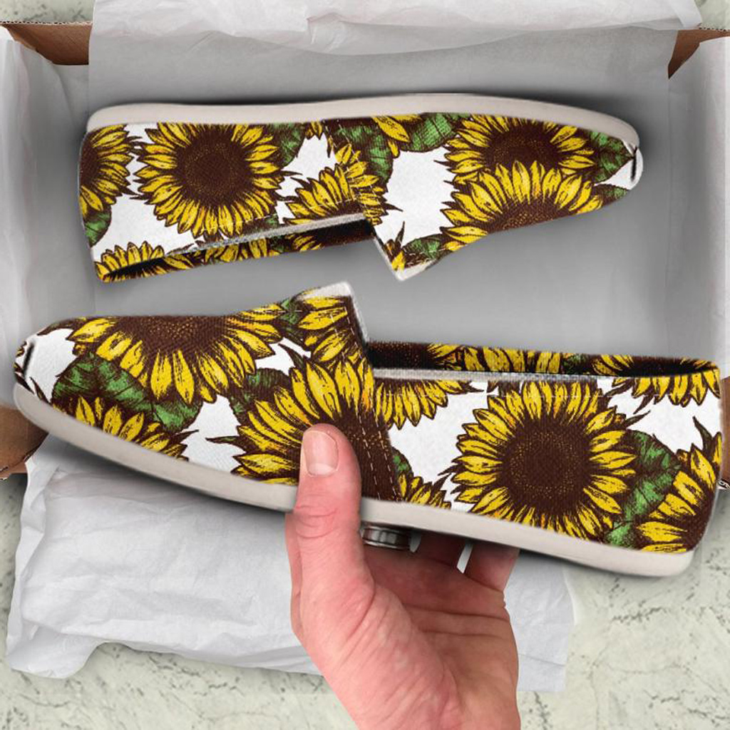 Sunflower Pattern Shoes | Custom Canvas Sneakers For Kids & Adults