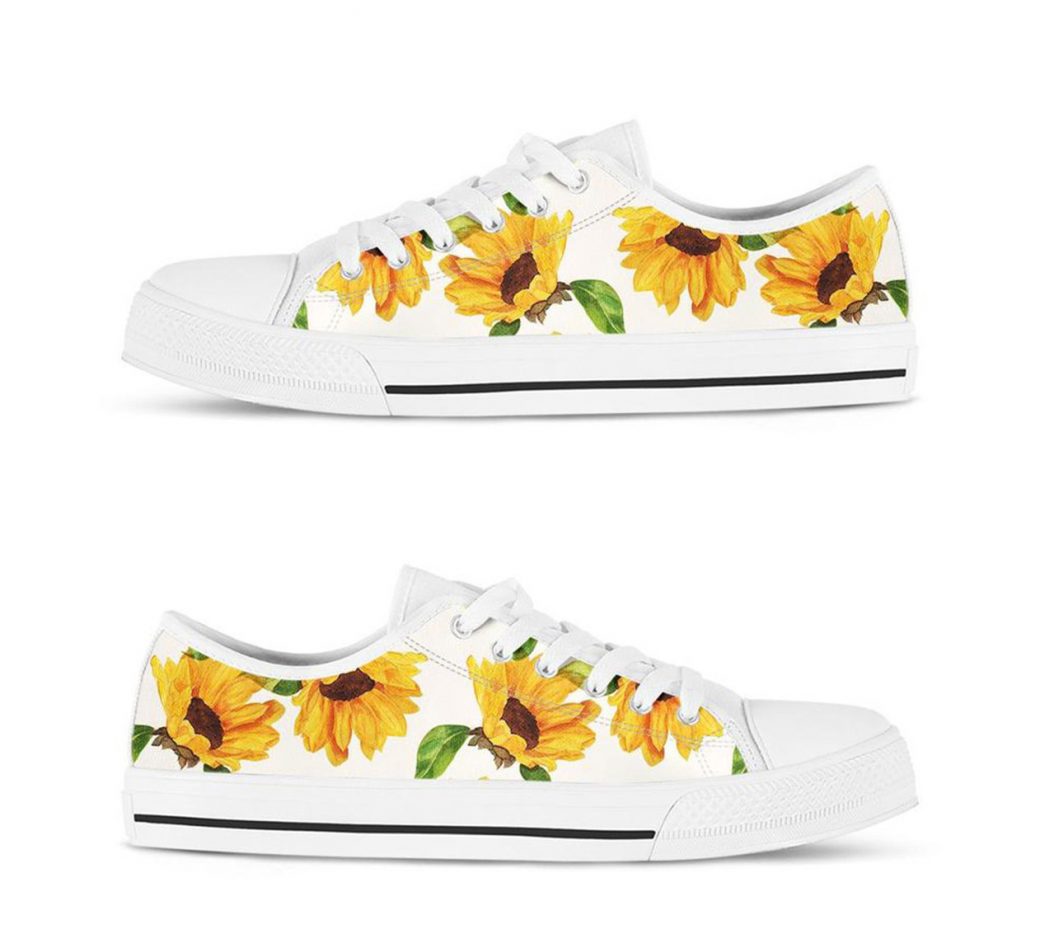 Sunflower Printed Shoes | Custom Low Tops Sneakers For Kids & Adults