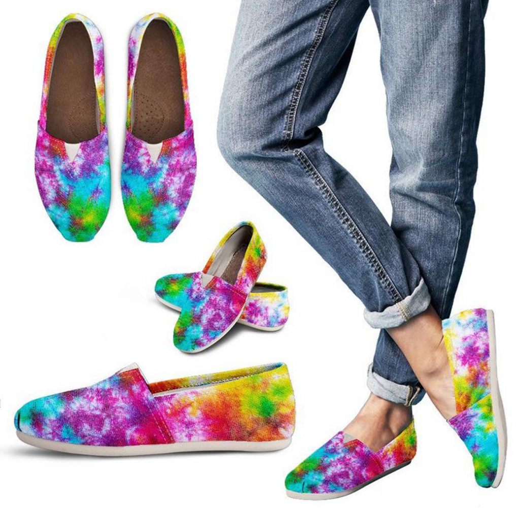 Rainbow Tie Dye Shoes | Custom Canvas Sneakers For Kids & Adults