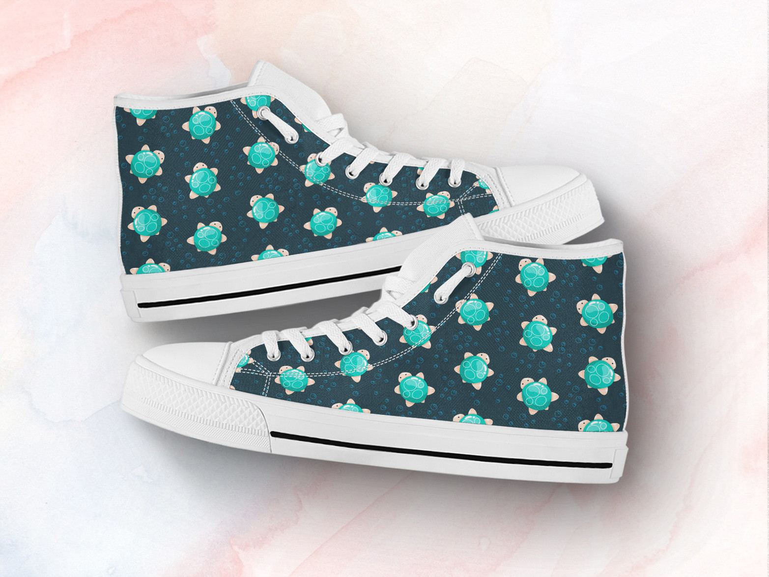 Green Turtle Shoes | Custom Canvas Sneakers For Kids & Adults