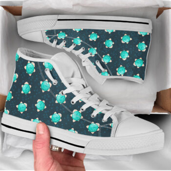 Green Turtle Shoes | Custom High Top Sneakers For Kids & Adults