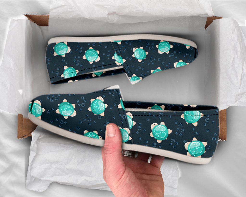 Green Turtle Shoes | Custom Canvas Sneakers For Kids & Adults