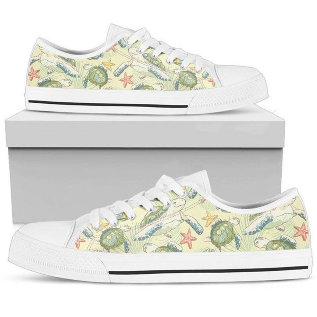 Turtle Printed Shoes Custom Low Tops Sneakers For Kids & Adults