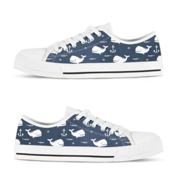 Cute Whale Shoes | Custom Low Tops Sneakers For Kids & Adults