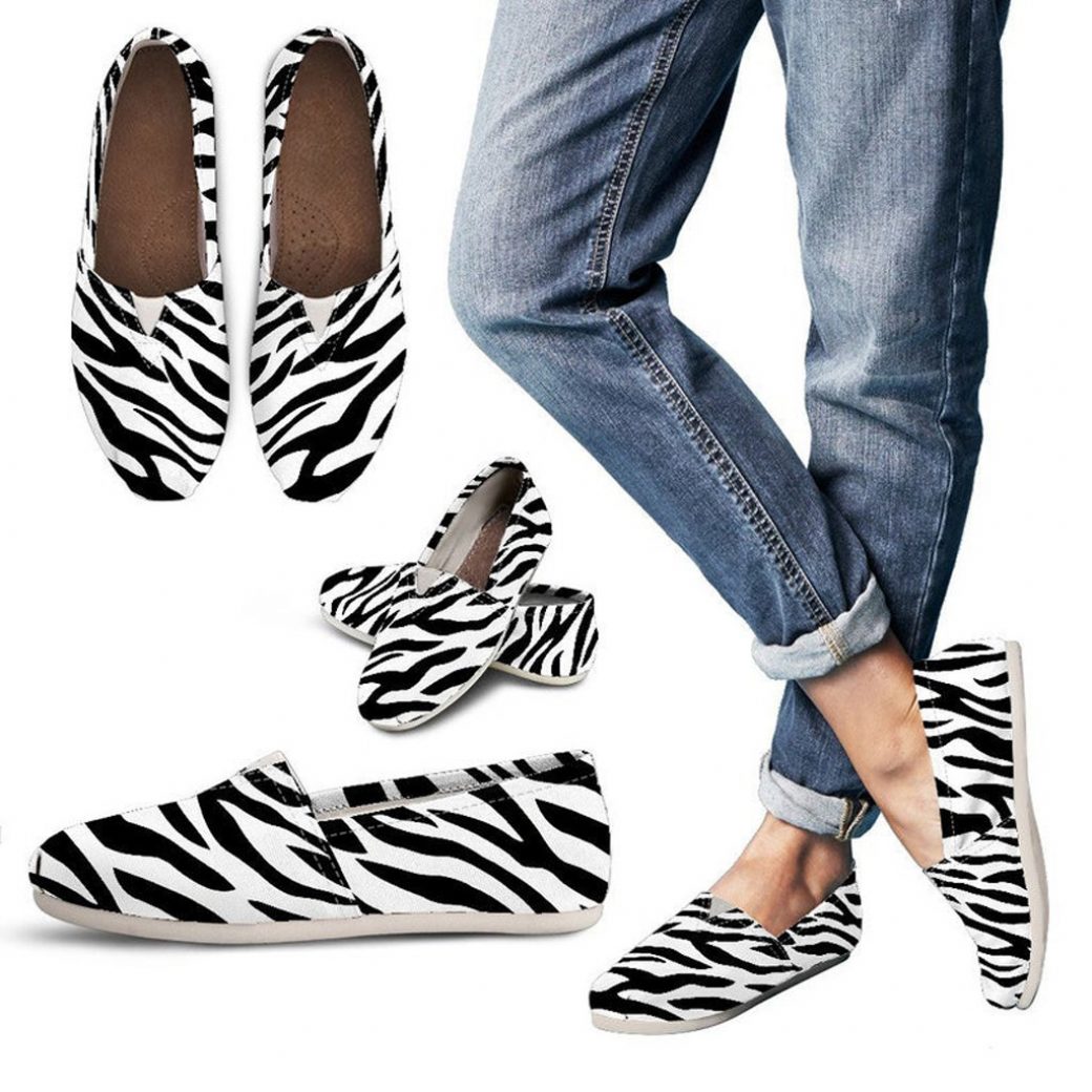 Zebra Print Shoes | Custom Canvas Sneakers For Kids & Adults