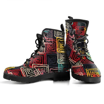 Abstract Ethnic P5 Leather Boots For Women