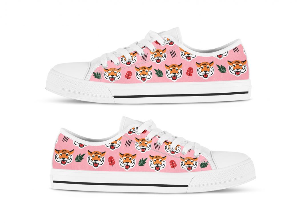 Tiger Printed Shoes | Custom Low Tops Sneakers For Kids & Adults