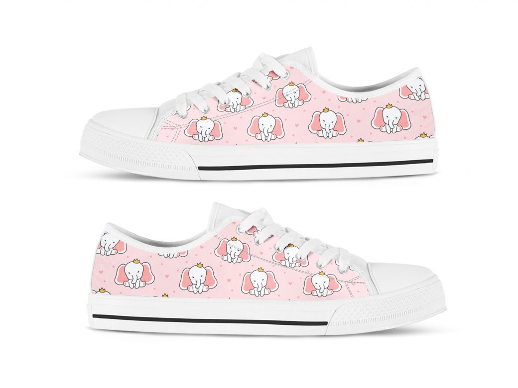 Pink Elephant Shoes | Custom Low Tops Sneakers For Kids & Adults