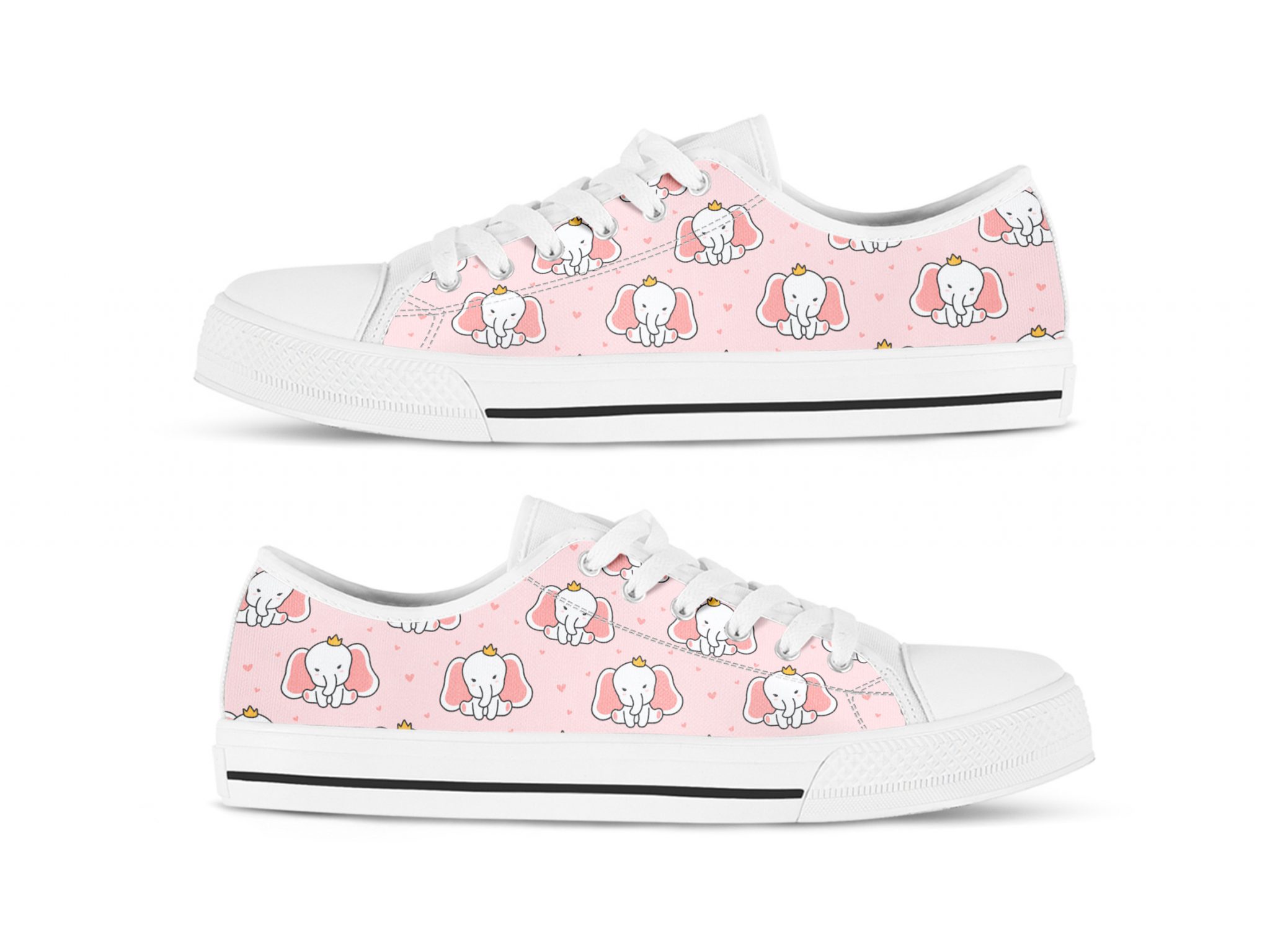 Pink Elephant Shoes Custom Canvas Sneakers For Kids & Adults