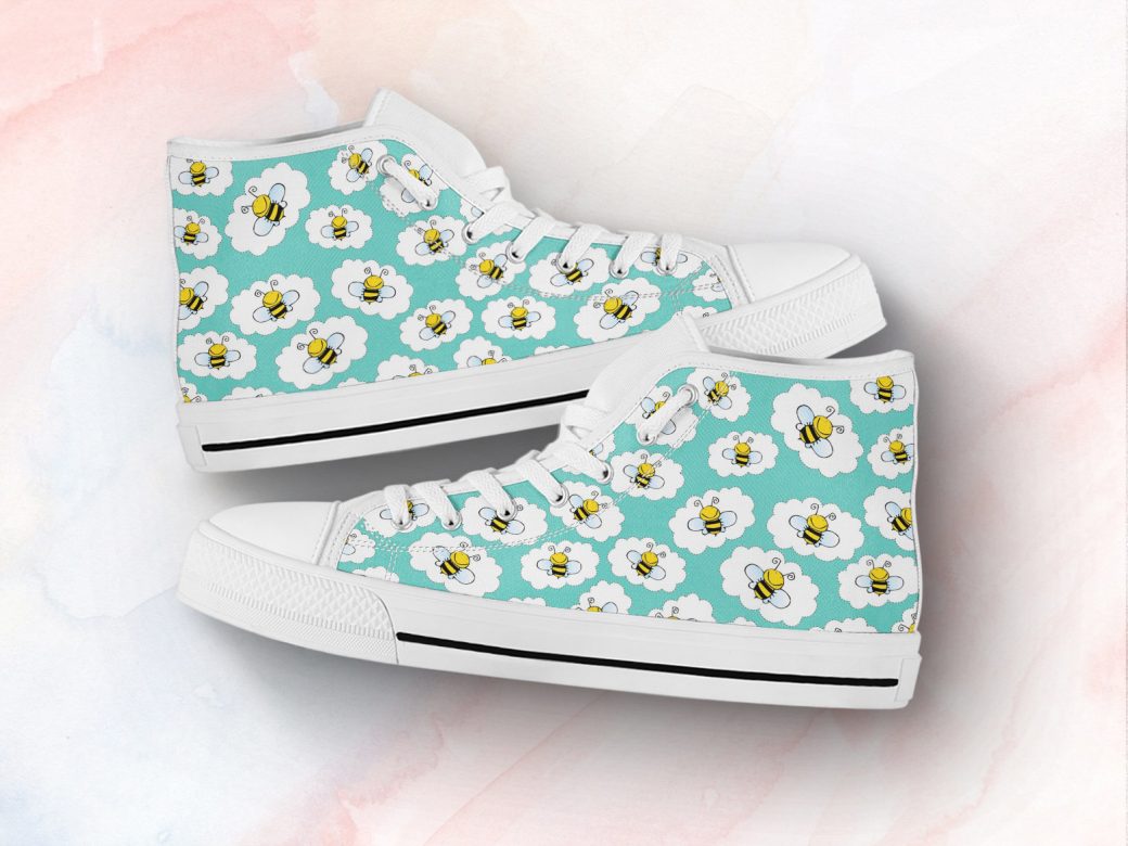 Cute Bee Shoes | Custom High Top Sneakers For Kids & Adults