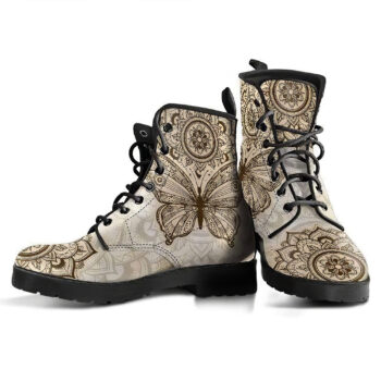 Beige Butterfly Handcrafted Boots